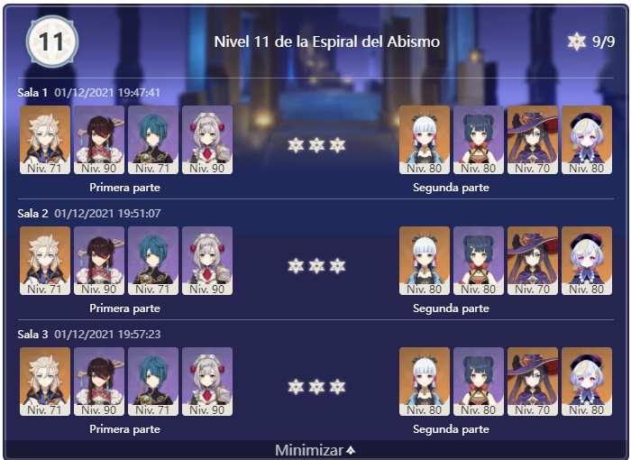 Espiral del abismo 1/12/21 – Equipos y estrategia